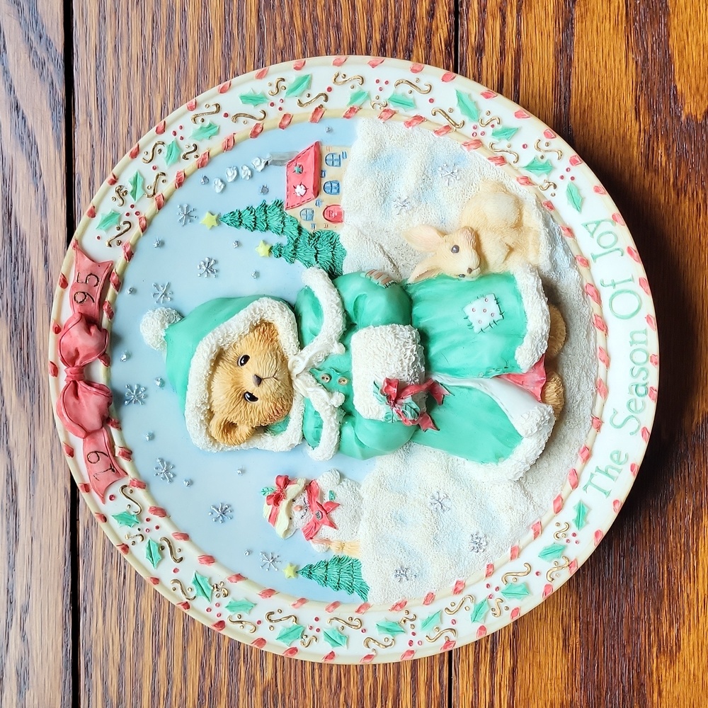 Cherished Teddies Christmas Plate, 1995